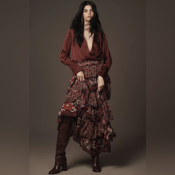 NWTS FARM RIO RUFFLED MIDI SKIRT (M) - Picture 3 of 9